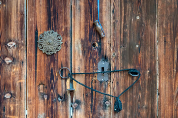 Wooden door detail in village house
