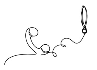 Abstract handset as line drawing on white background. Vector