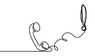 Abstract handset as line drawing on white background. Vector