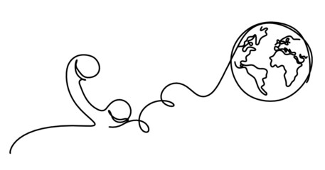 Abstract handset as line drawing on white background. Vector