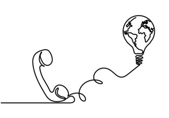 Abstract handset as line drawing on white background. Vector