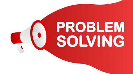 Problem Solving banner template. Marketing flyer with megaphone. Template for retail promotion and announcement. Vector illustration.