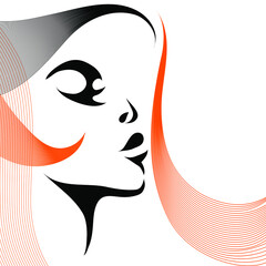 Graphic drawing of decorative face. Vector illustration. 