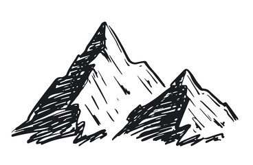 Landscape mountains. Hand drawn illustration.	