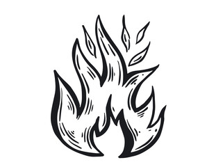 Bonfire, hand drawn illustration, flame, burning.