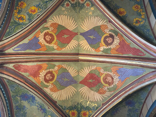 Angels painted on the vaulted ceiling