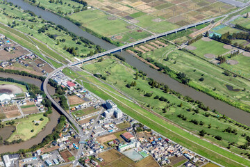 さいたま市の治水橋付近を空撮