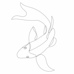 Plakat fish drawing by one continuous line