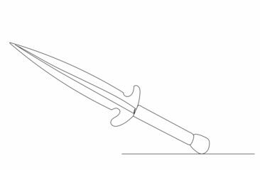 knife drawing by one continuous line, vector