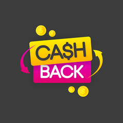 Cash back vector icon isolated on gray background. Economy of funds. Cashback or money back sign. Vector illustration.