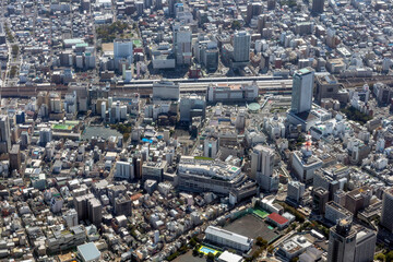 新静岡駅上空から静岡駅方向を空撮