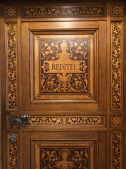 Door made of beautiful wood inlay