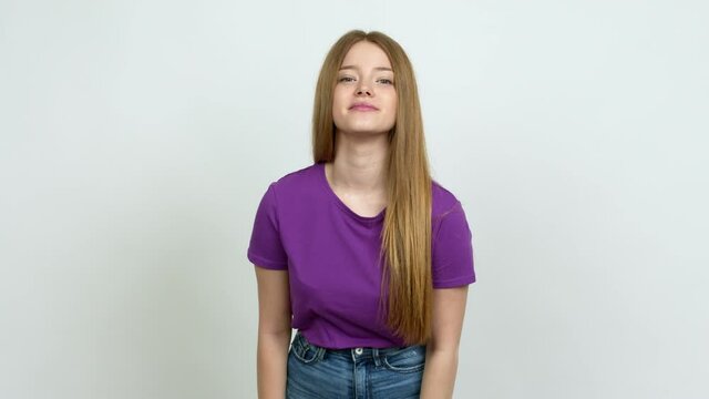 Teenager girl keeping the arms crossed in confident expression over isolated background