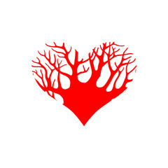 heart with a silhouette of tree branches