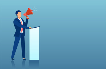 Vector of a business man making an announcement with megaphone