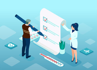Vector of a patient signing medical consent