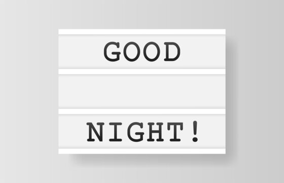 Good Night. Retro advertising with retro lightbox on white background. Vector design banner. Vector illustration.