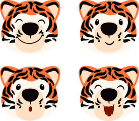 Tiger smile head isolated clipart illustration vector