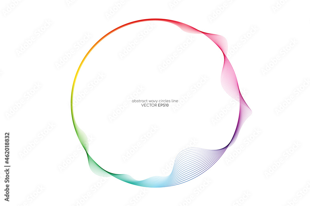Aufkleber Vector abstract circles lines wavy in round frame colorful rainbow isolated on white background with empty space for text