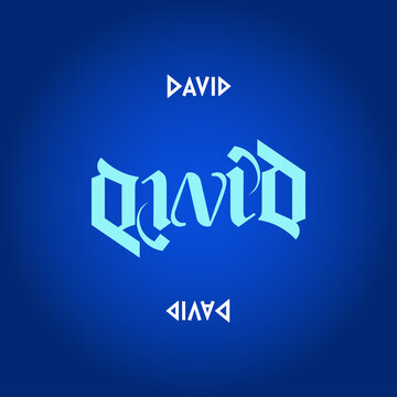 ambigram of the name David, a word art that can be read from two sides	