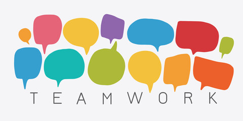 Set of colorful speech chatting bubble vector. Business team working together, brainstorming, discussing ideas for project, cooperation, partnership, sharing your opinion workspace dialog news concept