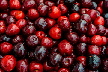 Background of fresh beautiful red cherries