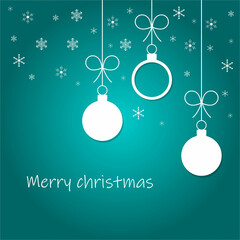 Christmas balls and snowflakes on a blue background in a minimalist style