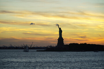 statue of Liberty. the statue of liberty at sunset. the symbol of freedom.