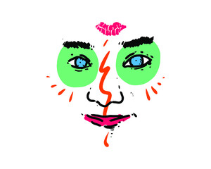 woman face illustration in creative face painting. a hand-drawn drawing of vector graphics for any creative element design.