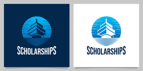 bachelor hat education ship nautical vintage logo design
