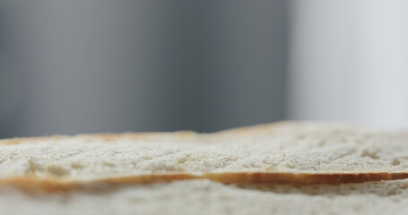 fresh baguette slice to make sandwich closeup