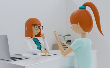 3d rendering Doctor consulting patient hands closeup.