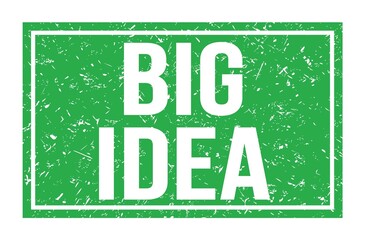 BIG IDEA, words on green rectangle stamp sign