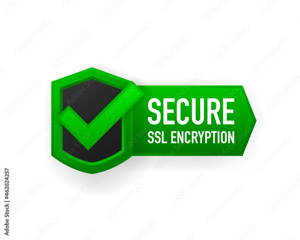 Poster secure ssl encryption banner vector isolated on white background. flat badge or label of secured. ve