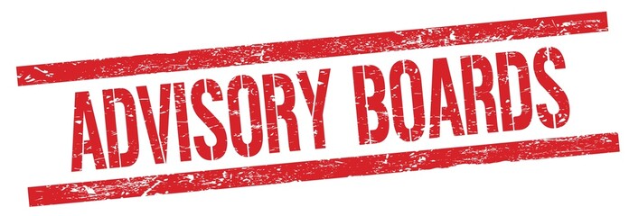ADVISORY BOARDS text on red grungy rectangle stamp.