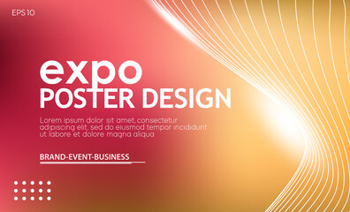 Abstract colorful expo poster design template with wavy lines for business promotions, technology and events. Vector