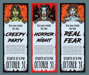 Halloween night advertising vertical banners