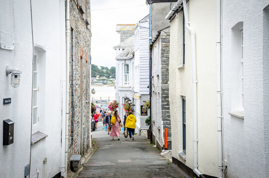 Padstow, Cornwall, United Kingdom, August 20, 2021 - Beautiful rural streets in Padstow a great touristic location in Cornwall 