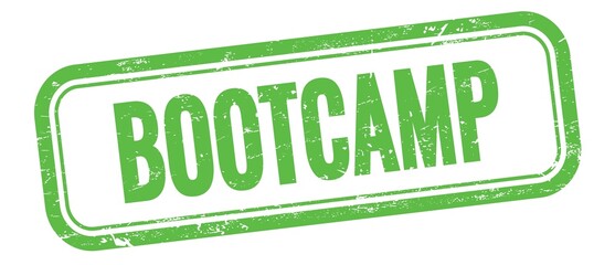 BOOTCAMP text on green grungy vintage stamp.