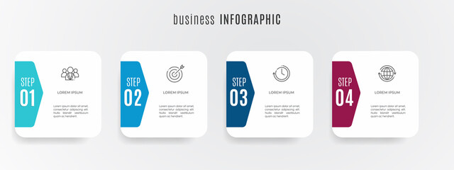 Modern timeline infographic template 4 steps