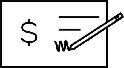 Checkbook with pen line icon, outline vector sign, linear style pictogram isolated on white