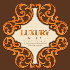 Decorative Asian traditional art frame. Golden outline floral border. illustration for invitations and greeting cards. 