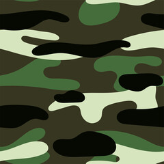 Military camouflage seamless pattern. Khaki texture. Trendy background. Abstract color vector illustration. For design wallpaper, fabric, wrapping paper.