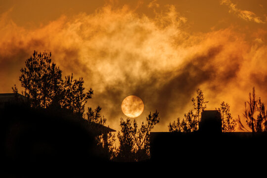 Sun and silhouette in the clouds