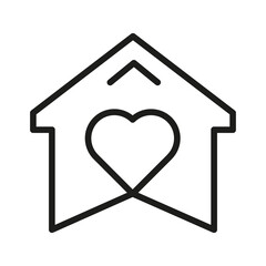 Vector Line Icon Related Home, Cottage, House, Building