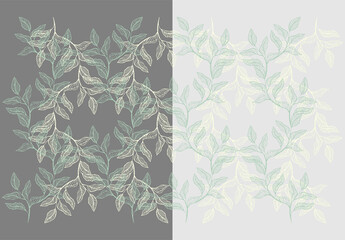Wallpaper with leaves in vector. Seamless floral background