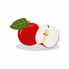 An illustration of a fresh and sweet red apple, suitable for children's and health books and magazines, also for books and magazines on nutrition and agriculture, and for other business purposes.