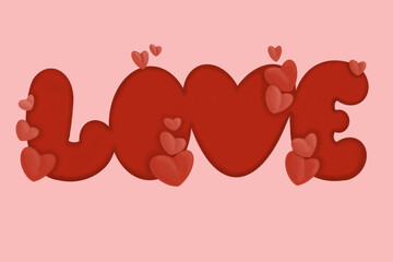 the word love with hearts. valentine's day.