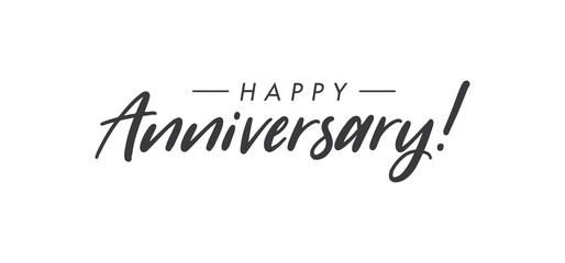 Happy Anniversary calligraphy inscription. Greeting banner. Hand drawn style design. Handwritten modern lettering.