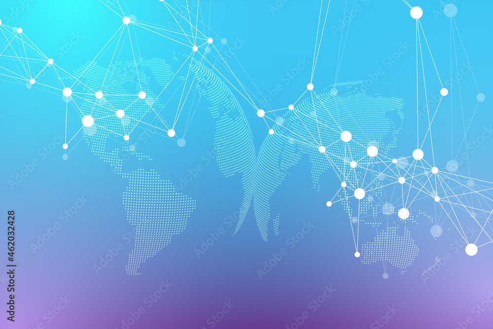 Poster Technology abstract background with connected line and dots. Big data visualization. Artificial Intelligence and Machine Learning Concept Background. Analytical networks illustration